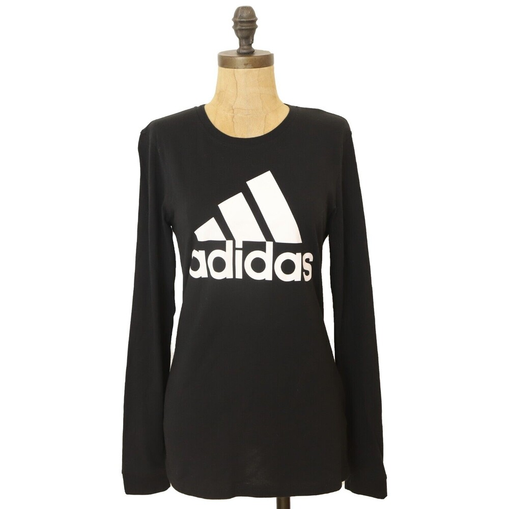 Adidas Badge Of Sport T-Shirt Top Size XS Long Sleeve Logo Front Black NWT B23